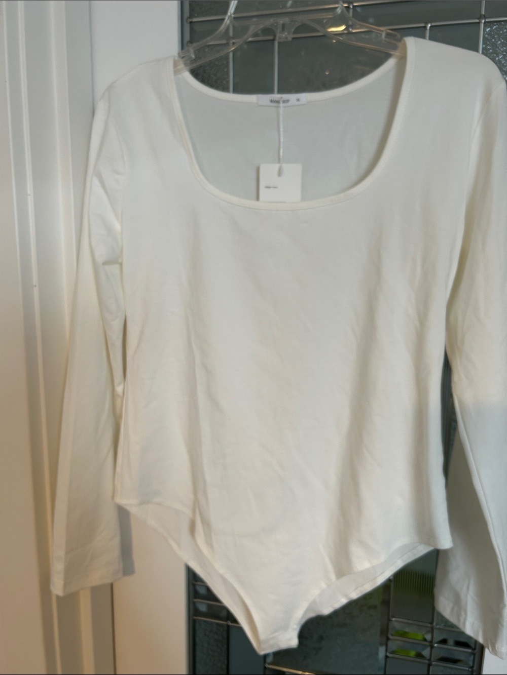Mango Cream Long Sleeve Scoop Neck Bodysuit